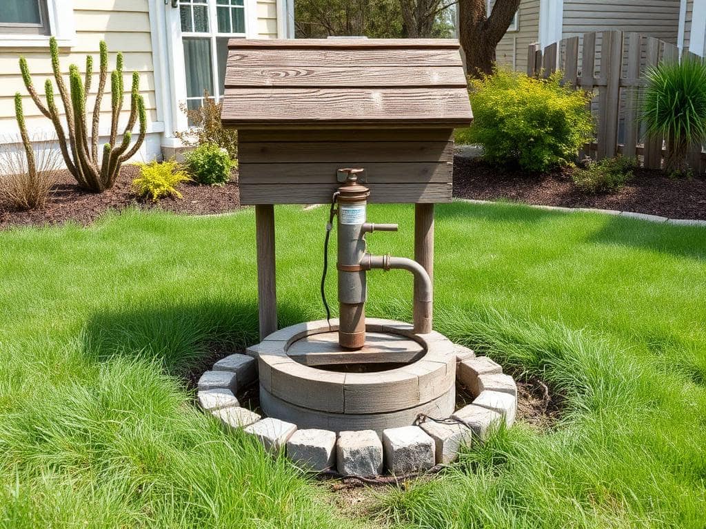 Backyard water well with potential groundwater contamination